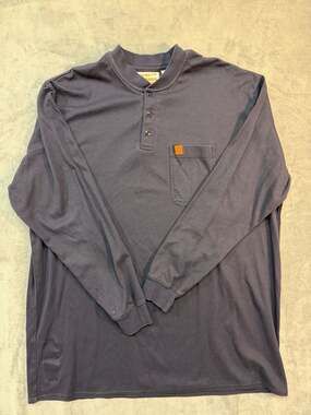 Wrangler FR Riggs Workwear Long Sleeve Pocket Henley Shirt Navy 3XT